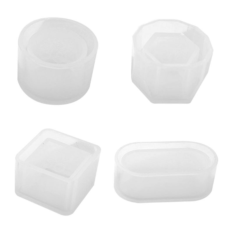 Siy 4pcs / Set Cetakan Pot Bunga Resin Uv Handmade Diy Bentuk Segi Enam Bahan Silikon