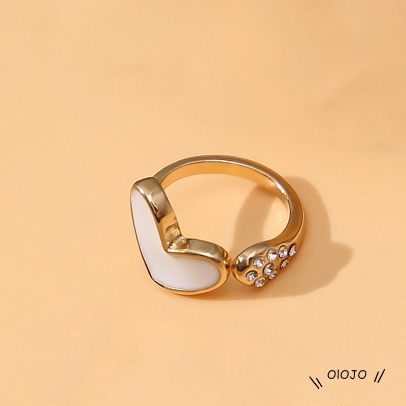 【COD】Cincin Model Terbuka Adjustable Desain Hati Hias Berlian Imitasi Untuk Wanita