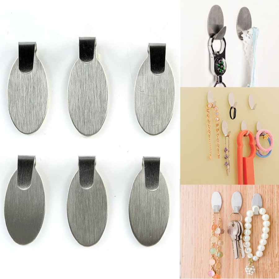 Stainless Steel Adhesive Wall Hanger (6pcs)