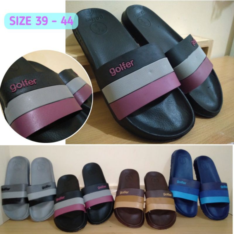 [PIKU] Sandal slop dewasa GOLFER SIZE 39-44 motif strip sandal slide sandal duramo