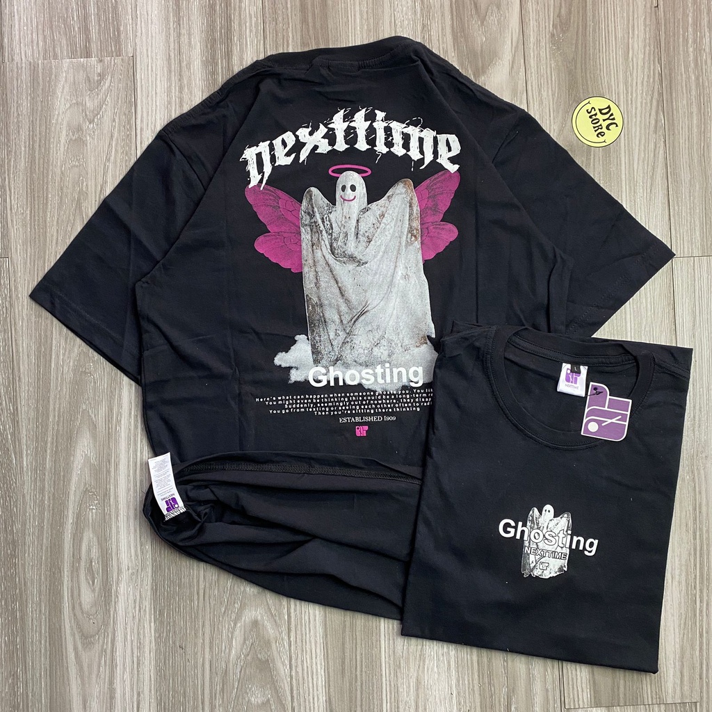 T-SHIRT STREETWEAR KAOS DISTRO ORIGINAL SEVENKEY x NEXTTIME SPESIAL ART THE GHOSTING KAOS HITAM PRIA WANITA  OVERSIZE