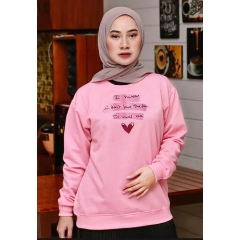 JF  Atasan Kaos Lengan Panjang Wanita / Kaos Sweater Wanita Muslimah Terbaru LOVES ME