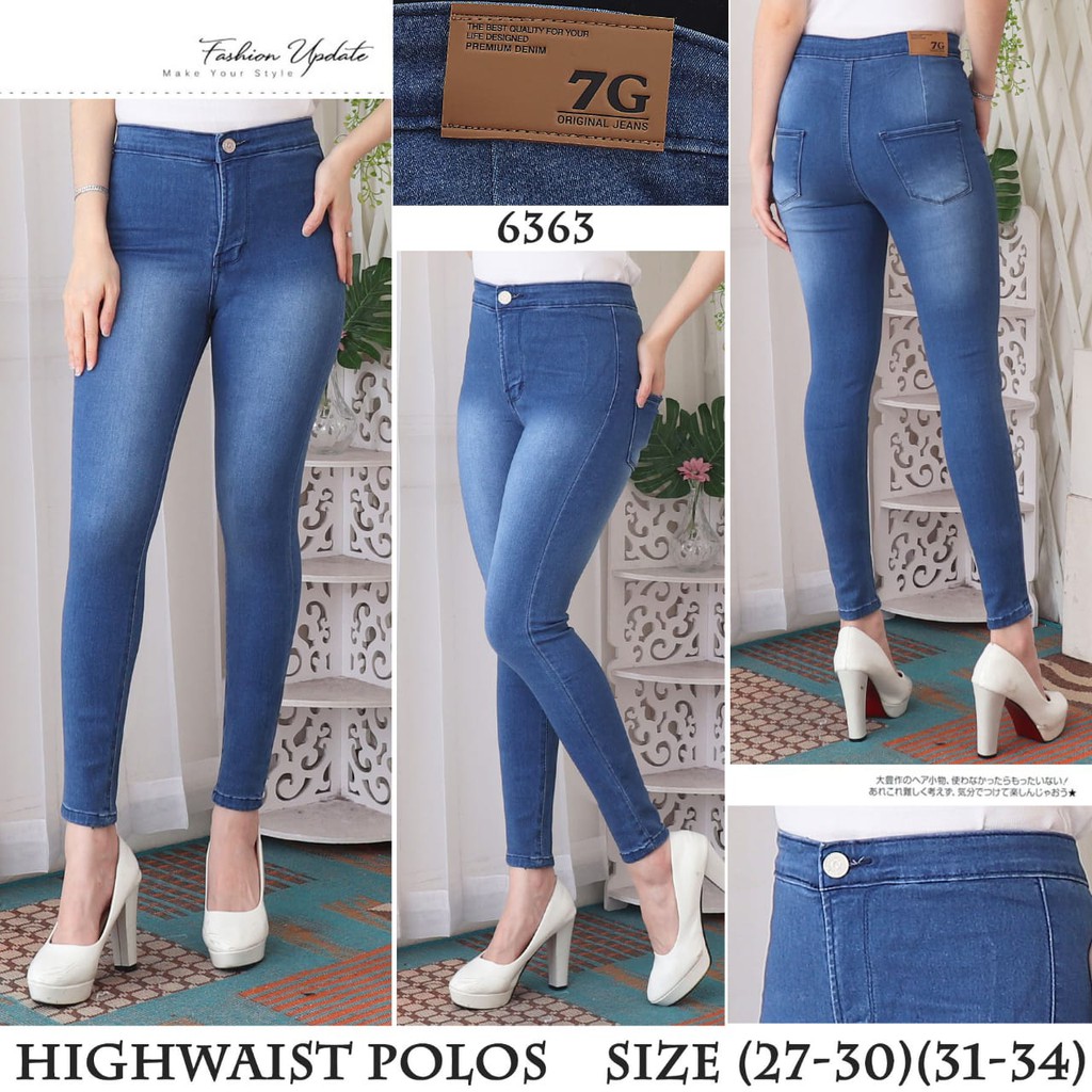 7C-G CELANA JEANS PREMIUM HIGHWAIST POLOS /PINGGANG TINGGI JEANS /STREACH /4 COLOUR /27 - 34