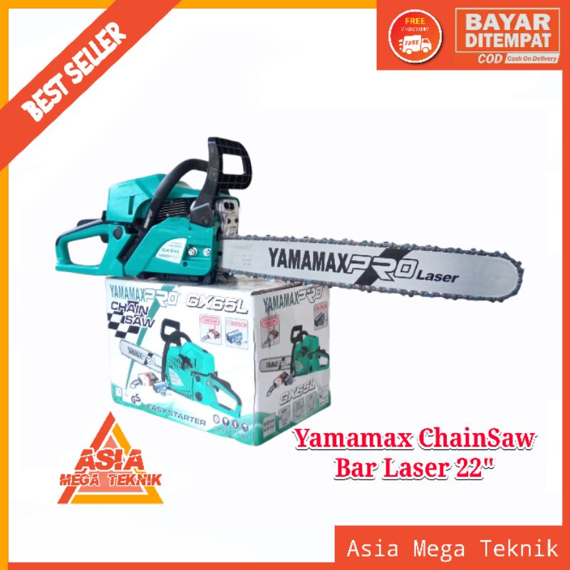 Mesin chainsaw Yamamax chain saw yamamax pro 22 in type GX-65 Bar Laser gergaji pohon Terlaris