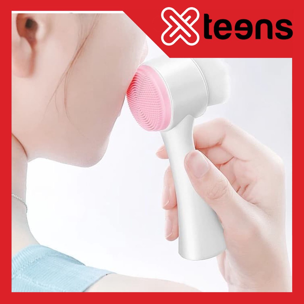 Pembersih Wajah Silikon Alat Cuci Muka Sikat Wajah Facial Brush 2 sisi