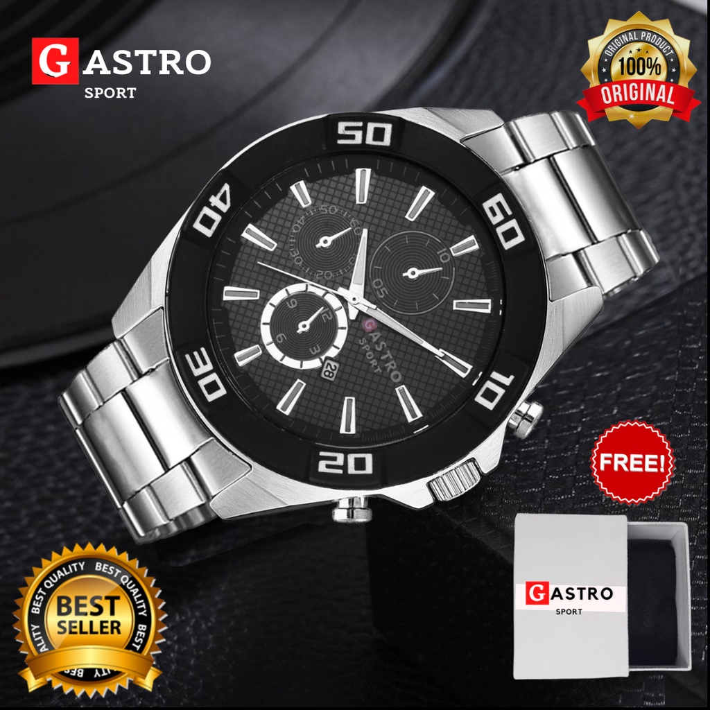 [COD] Jam Tangan Pria Gastro Sport Date Analog Stainless Men's watch tahan air