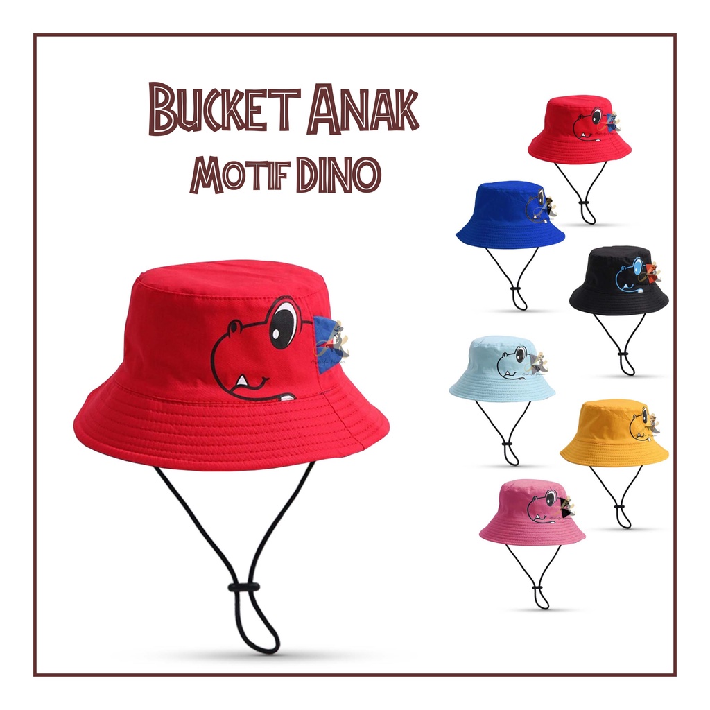 Topi Bucket Anak Laki-laki / Perempuan Gambar Kartun Dinosaurus / BUCKET DINO / Arshila_fashion