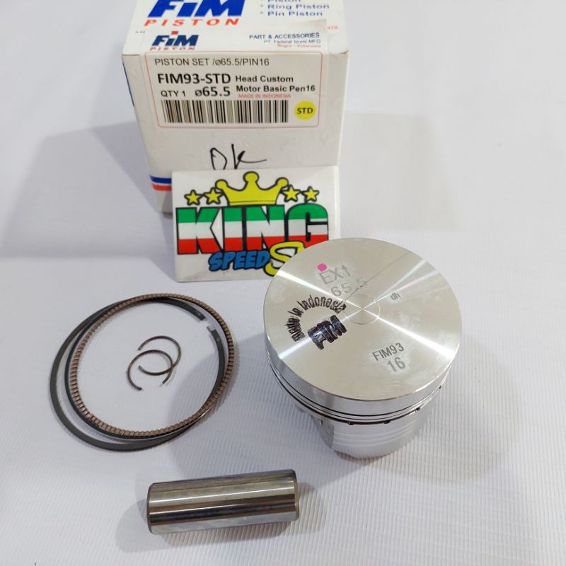 PISTON KIT FIM 93 RING PISTON UKURAN  PEN 16 TERSEDIA OS STD, 50,100,150,200 Untuk SATRIA FU150