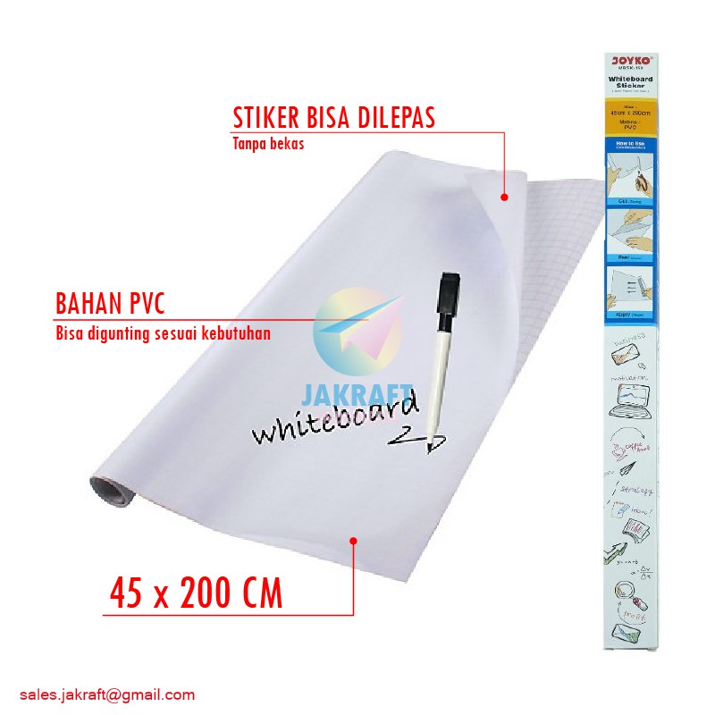 

(1 Roll) Stiker Papan Tulis JOYKO WBSK-150 (45 x 200 Cm) Whiteboard Sticker White Board Tempel