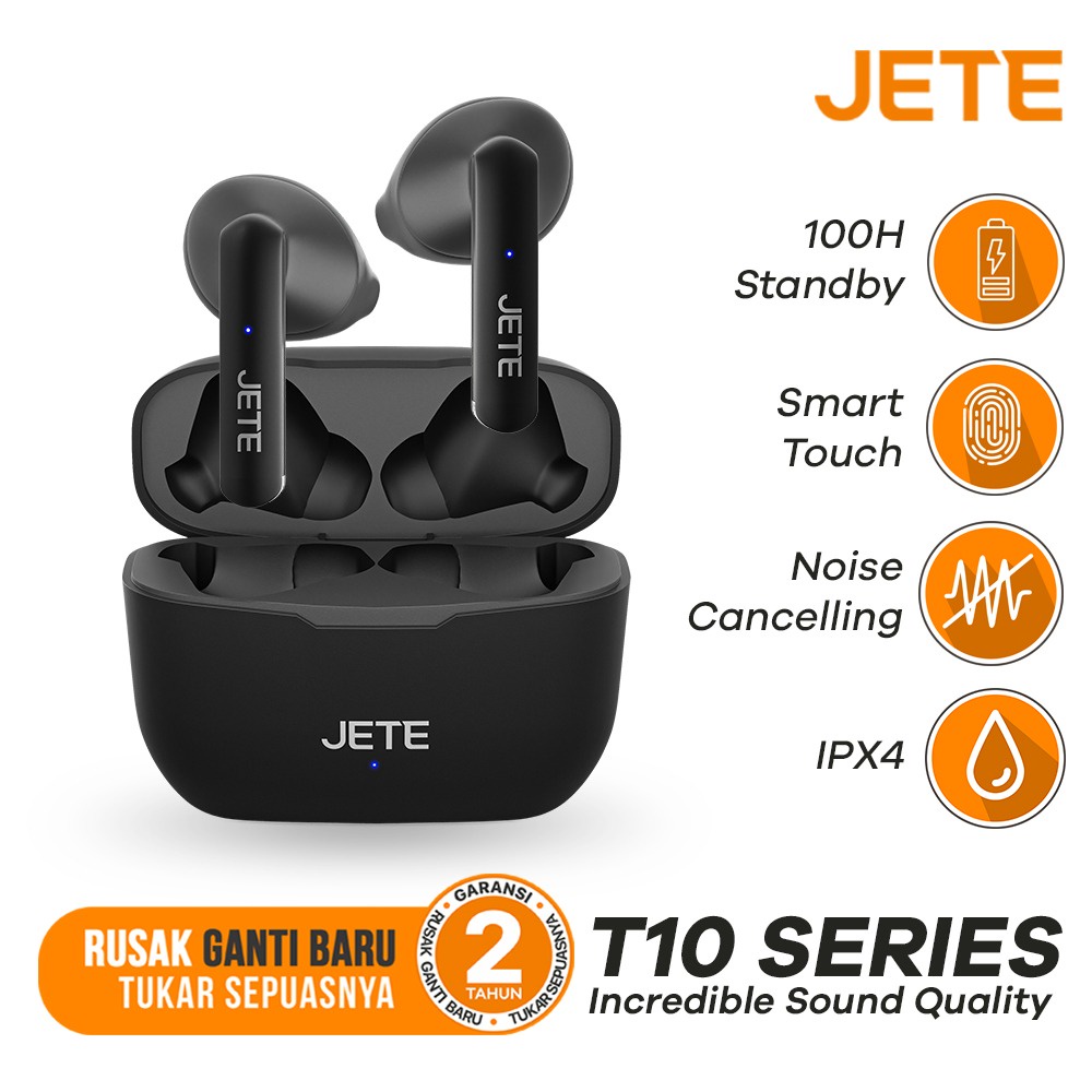 TWS Bluetooth Earbuds Headset Bluetooth JETE T10 - Bluetooth 5.1 - Garansi 2 Tahun