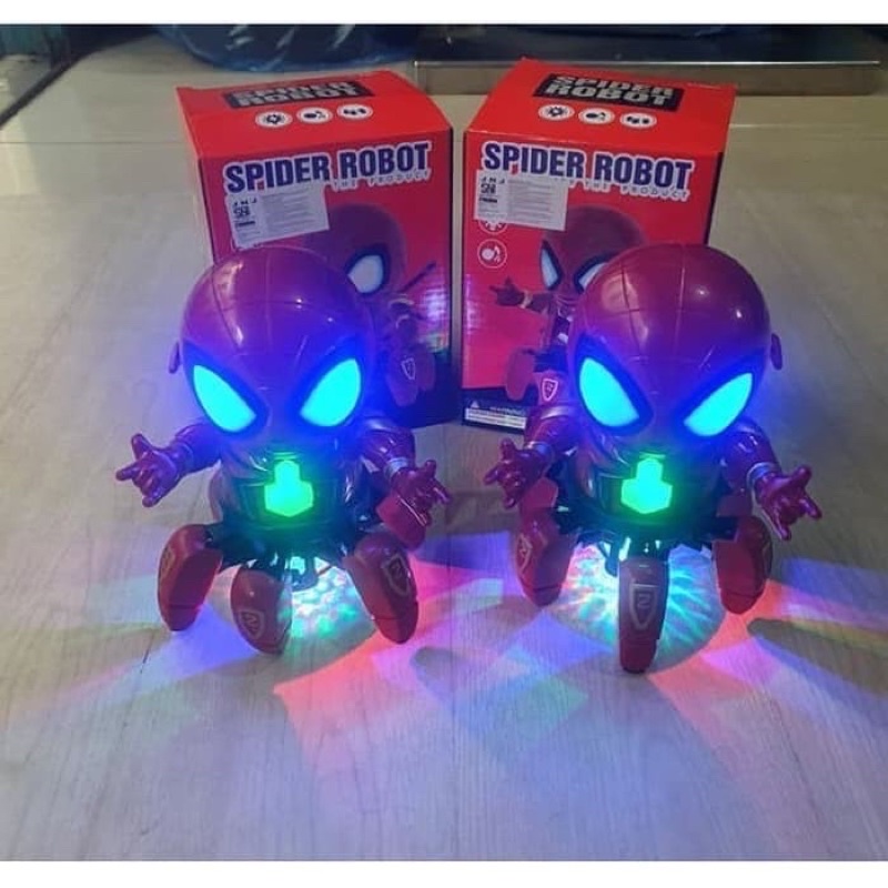 SPIDER ROBOT JOGET SPIDERMAN KAKI ENAM MUSIK LAMPU HEXAPOD DANCER SUPER HERO MARVEL AVENGERS