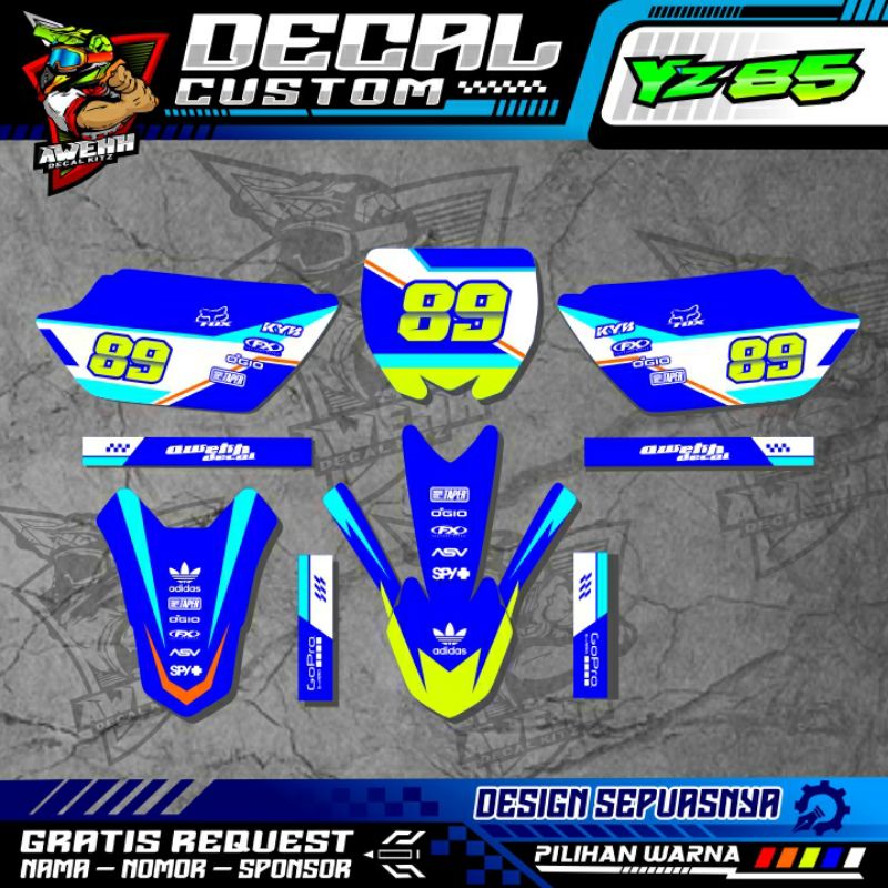 DECAL STIKER YZ 85 NEW BEBEK STANDAR BIRU STABILO