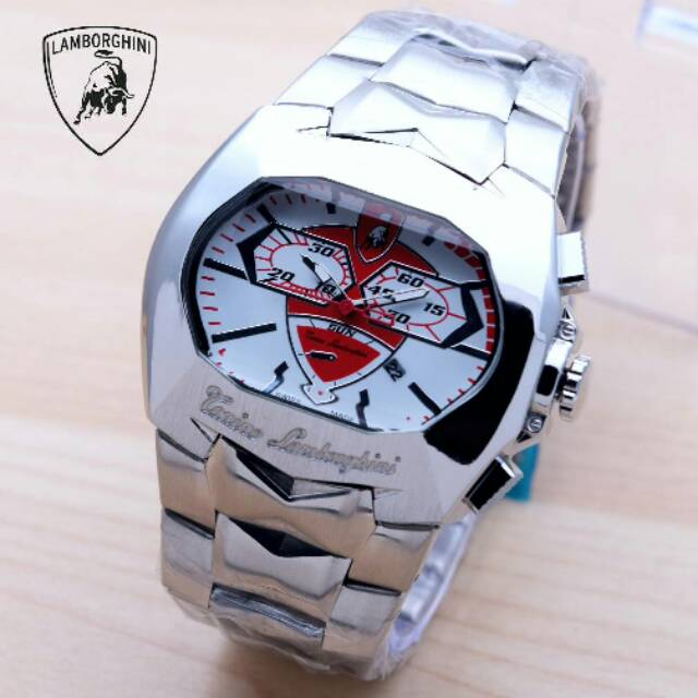 Jam Tangan Lamborghini Tonino Super Mewah - Jam Tangan Pria Lamborghini - Lamborghini Silver Merah