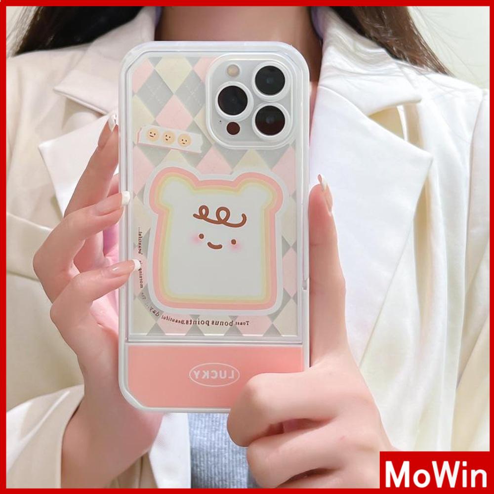 iPhone Case Acrylic Invisible Folding Stand Silicone Soft Case Airbag Shockproof Cover Camera Toast Cartoon Cute Compatible For iPhone 11 Pro Max 13 Pro Max 12 Pro Max 7Plus xr XS Max