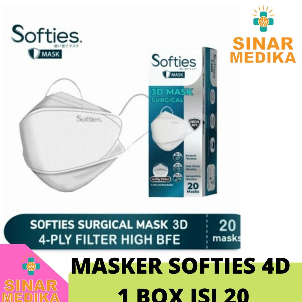 MASKER/ MASKER SOFTIES 4D . MASER SOFTIES 3D . KF 94 SURGICAL 1 BOX ISI 20 PCS