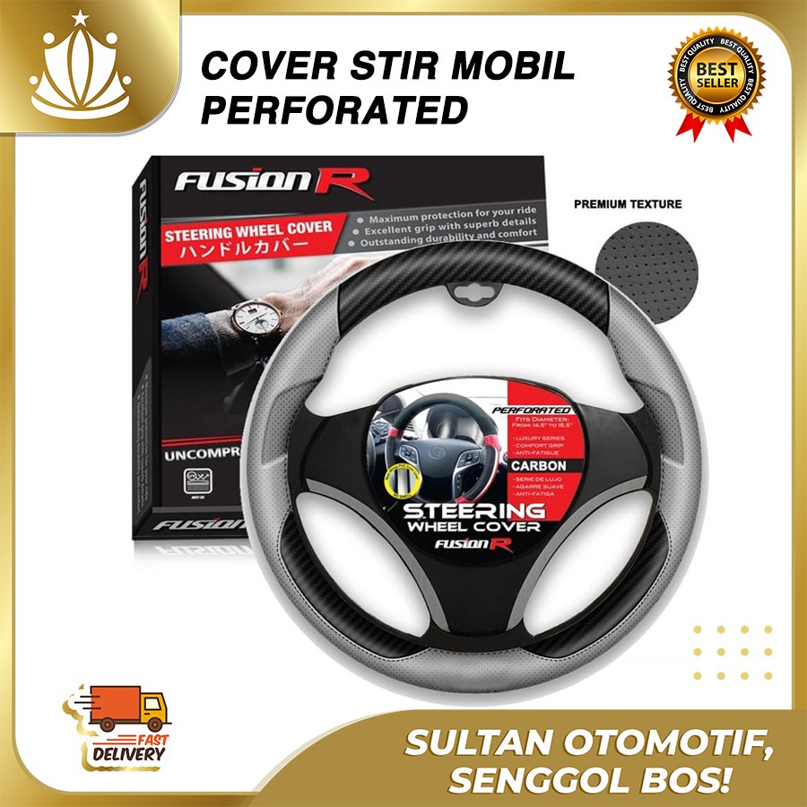 Cover Stir Sarung Stir Setir Mobil Sporty Premium FUSION R - PERFORATED carbon Comfort Grip