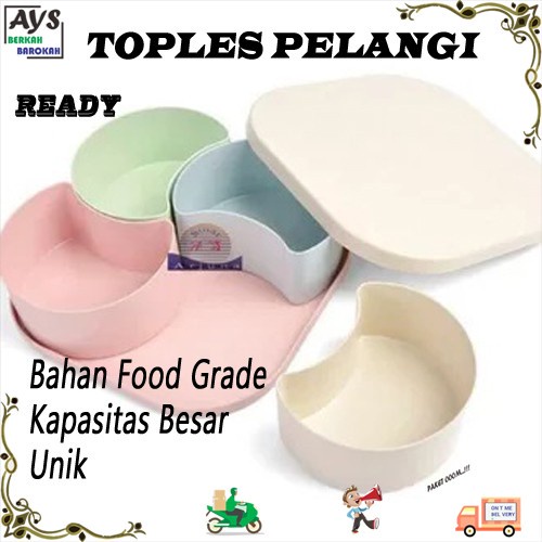 AYS Toples Snack Pelangi 4 Sekat - Wadah Snack Lucu 4 Sekat