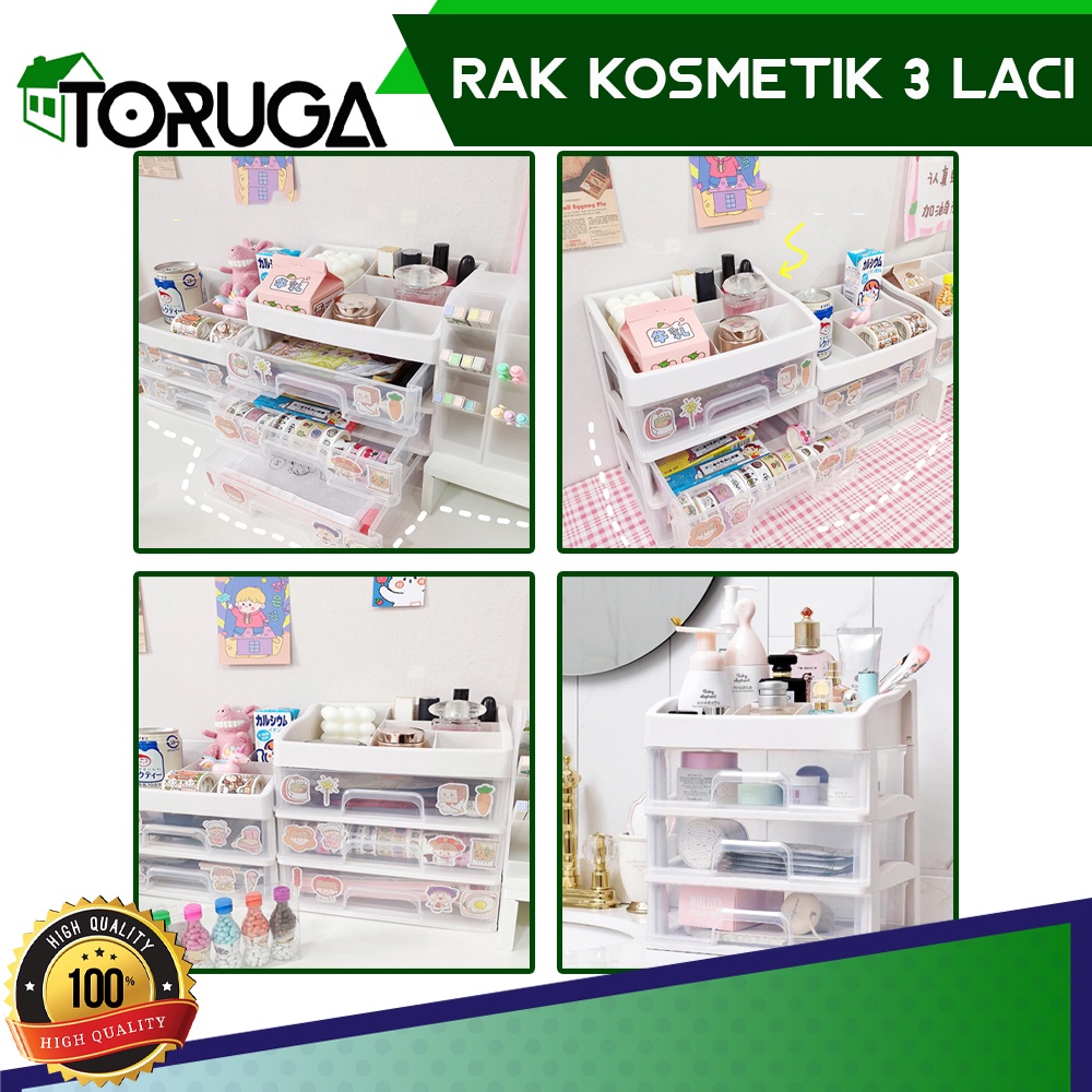 Rak Kosmetik Laci 3 Susun Organizer Multifungsi Laci Susun Bumbu Dapur Rak Make up Mini Storage Box Obat Medicine Portable