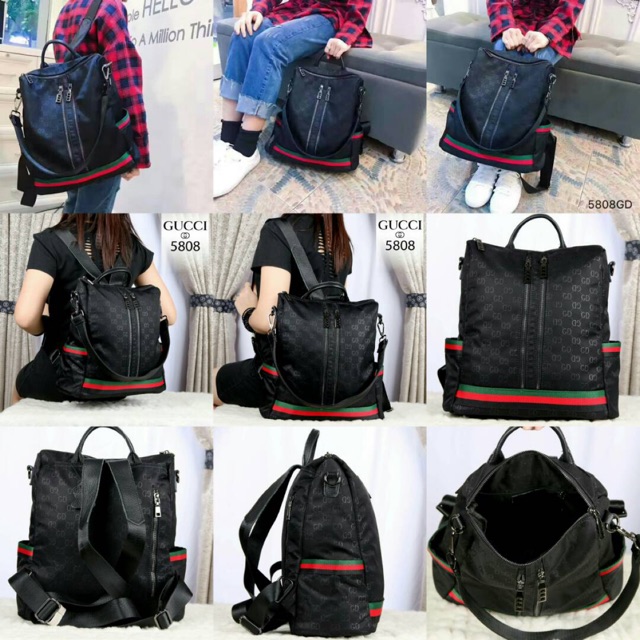 Tas ransel GUCCI GD Bags Waterfproof Parasut Hardware Black 5808  (04)*