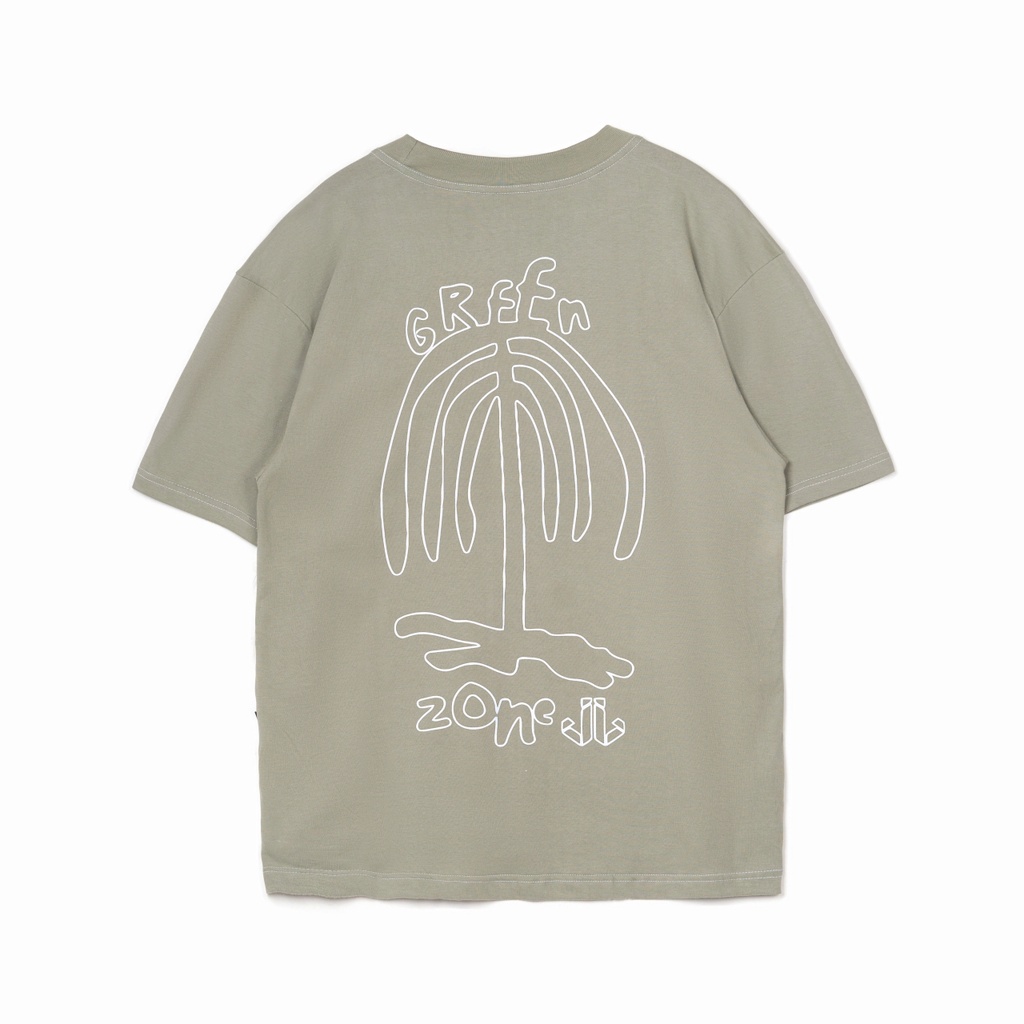 JAVAJONES Oversized Tee Palm Sage Green| Kaos Pria Wanita