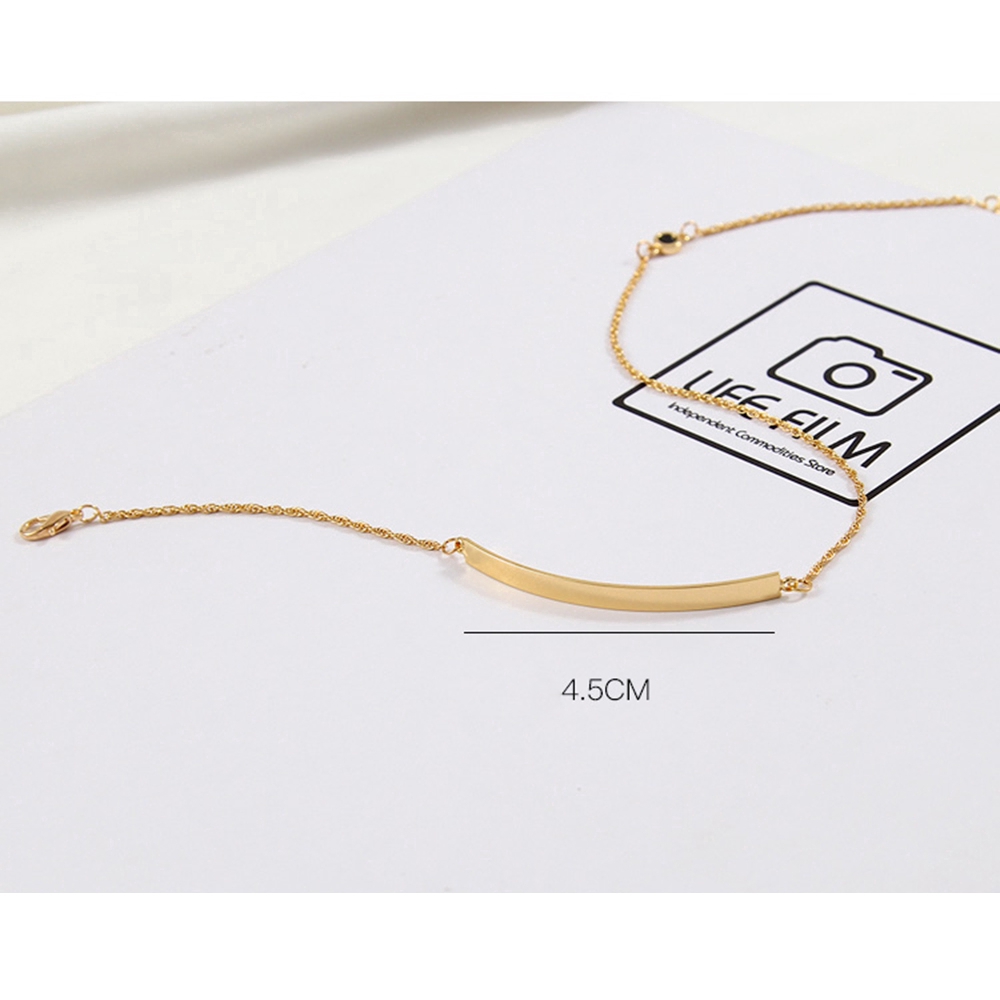 Gelang Rantai Panjang Simple Gaya Korea Warna Emas untuk Wanita-7