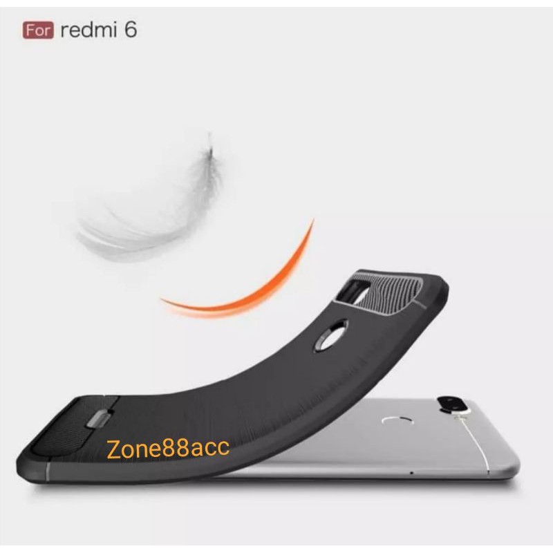 Silicon Case Redmi 6 Softcase iPAKY Carbon Casing Cover TPU