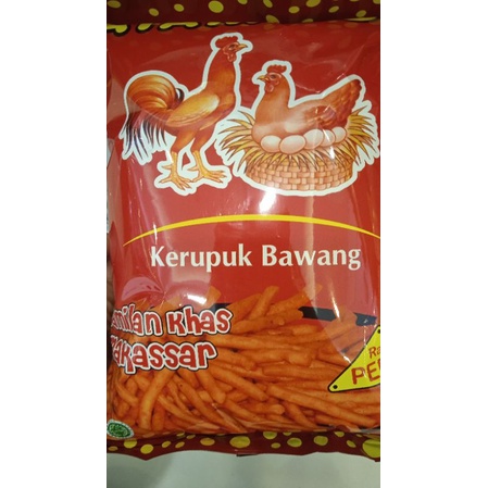 

Termurah krupuk renyah gurih khas Makassar merk ayam rasa pedas nikmat kemasan 450 gr