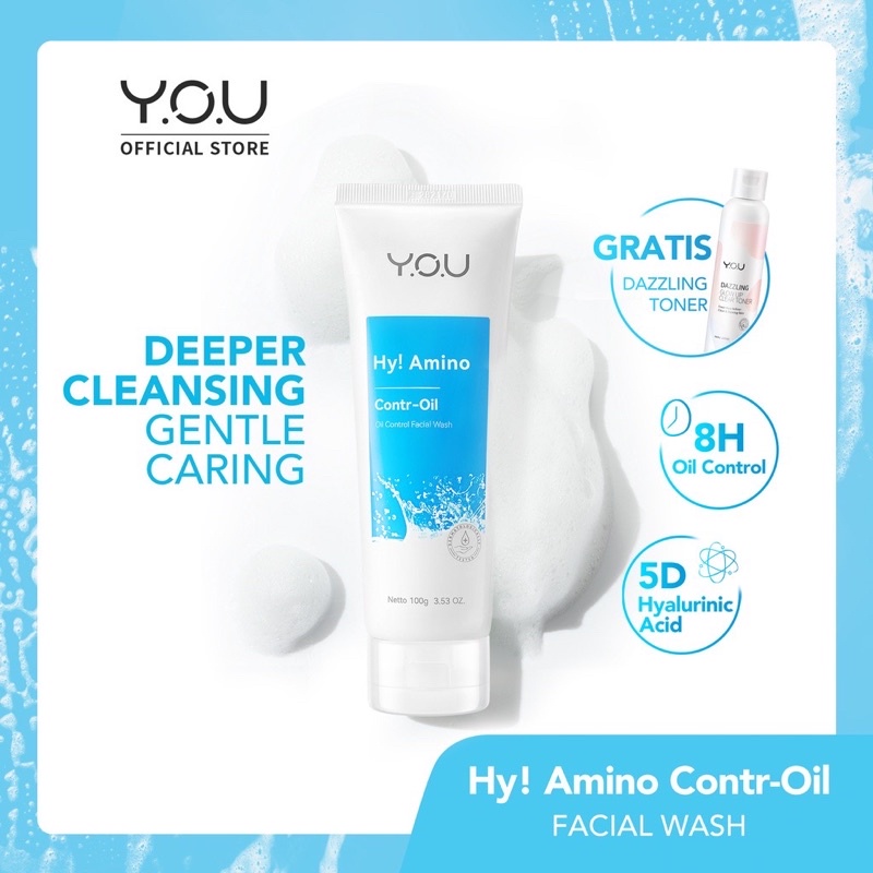 YOU Hy! Amino Facial Wash | Oil Control, Hydrating, Brightening, Anti-Acne, Sabun Cuci Muka ( YOU MAKEUPS OFFICIAL STORE )