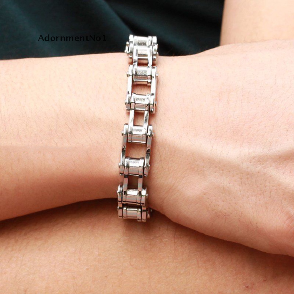 (AdornmentNo1) Gelang Tangan Rantai Stainless Steel 8.5 &quot;Gaya Punk Untuk Pria / Biker