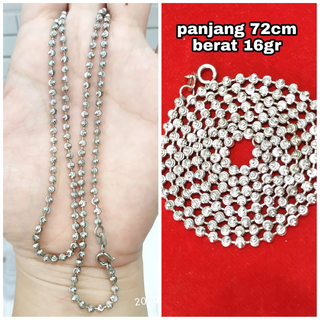 KALUNG BIJI LADA PANJANG 72CM PERAK ASLI S925