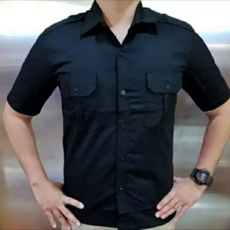 Jual Baju Pria Hitam Polos Panjang Dan Pendek Pdh Kemeja Navy Pendek