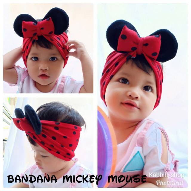 bando bayi polkadot pita mickey mouse / baby / kids / anak