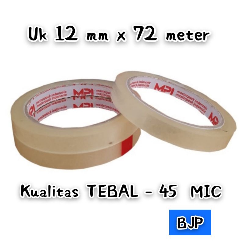 

[ isi 12 Rol ] lakban bening uk 12 mm x 72 meter ~ kualitas TEBAL