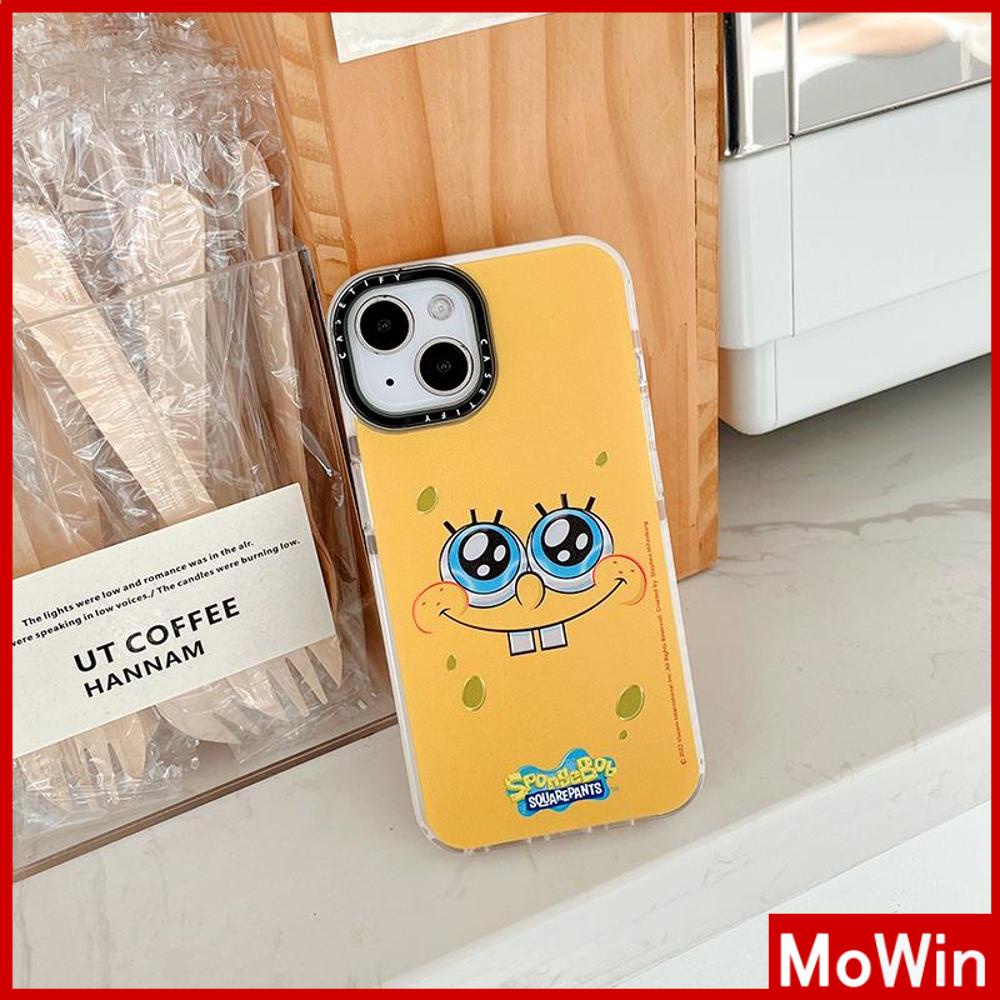 Soft Case Silikon Tebal Transparan Shockproof Motif SpongeBob SquarePants Untuk iPhone 13 Pro Max 12 Pro Max 11 7 Plus