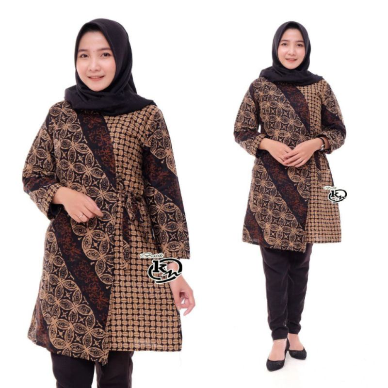 Tunik Batik Wanita Modern Premium Lengan Panjang Size Jumbo-NO. 4