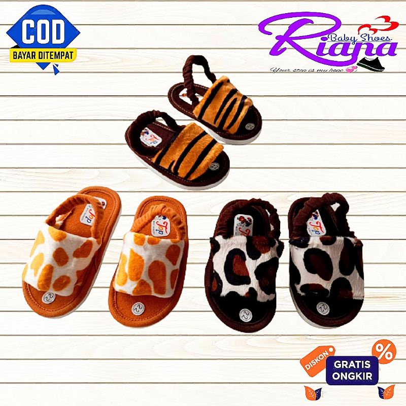 Sandal bayi sandal anak terbaru motif bulu lembut usia 4-15 bulan