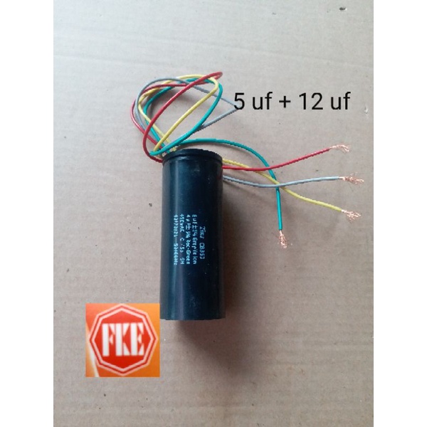 Kapasitor mesin cuci 5uf + 12uf
