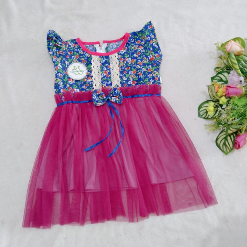 Dress Anak 1 2 Tahun cewek perempuan Dress Bunga Lili