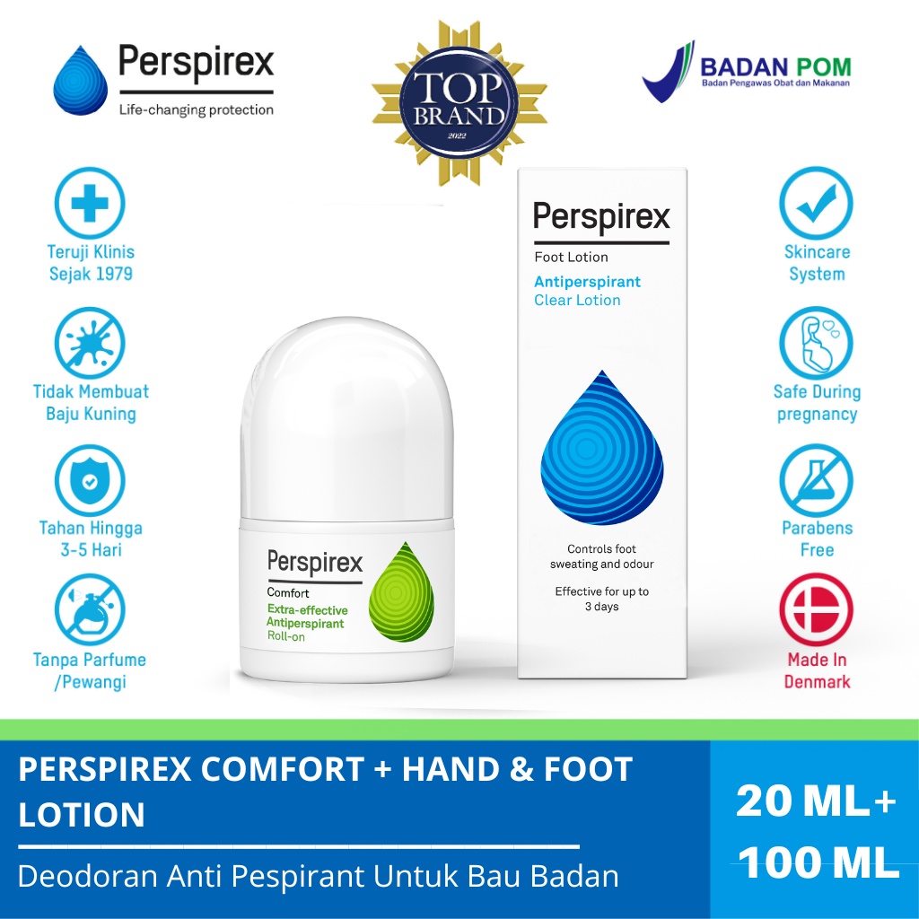 Jual Perspirex Comfort AntiPerspirant Roll On 20ml + Perspirex Foot