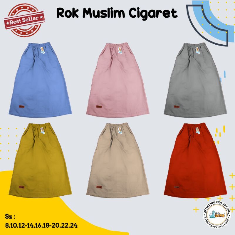 Rok Anak Perempuan Rok Muslim Junior by Little Dino Usia 7 8 9 10 11 12 Tahun