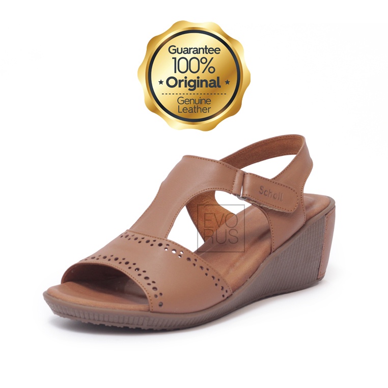 Scholl C2 Brown | Memory Cushion | 100% Original | Sepatu Sandal Wanita Kulit Asli Genuine Leather