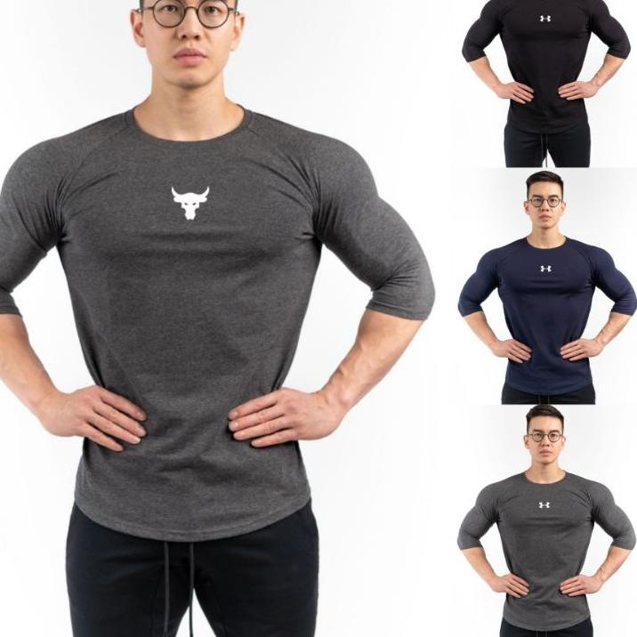 Modern.. KAOS OLAHRAGA PRIA LENGAN PANJANG 3/4 KAOS GYM FITNESS PRIA FASHION OLAHRAGA CASUAL PRIA LE