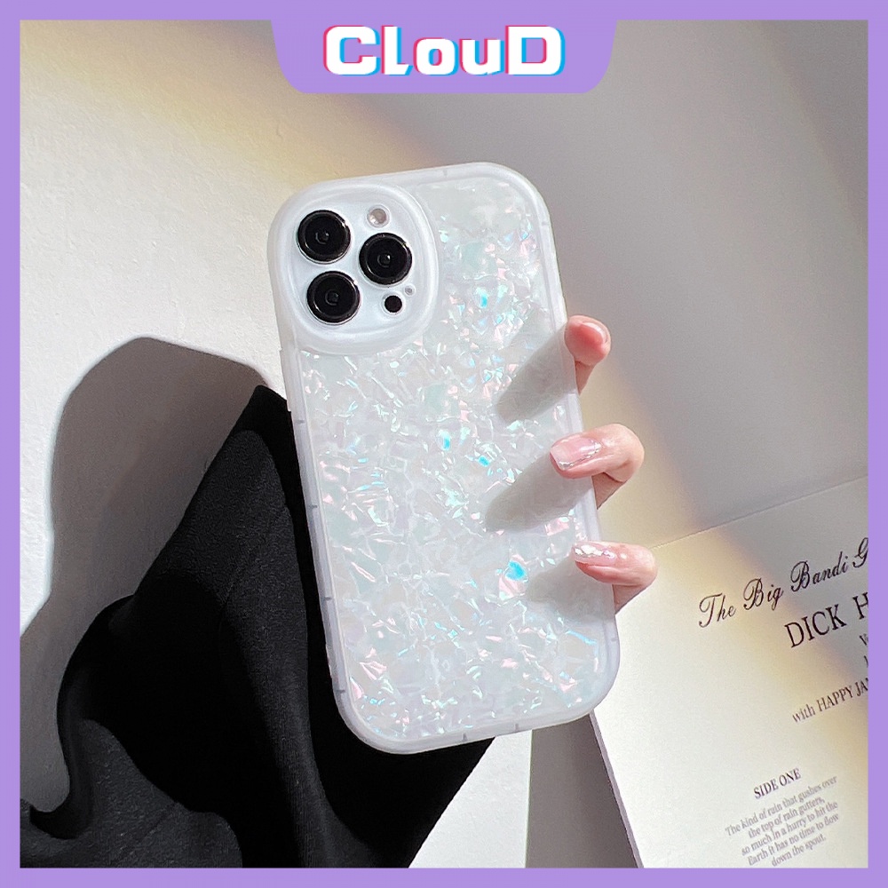 Soft Case TPU Motif Kristal Putih Berkilau Cover iPhone 11 13 12 Pro MAX 7 8 Plus SE 2020 6 6sXR XS MAX