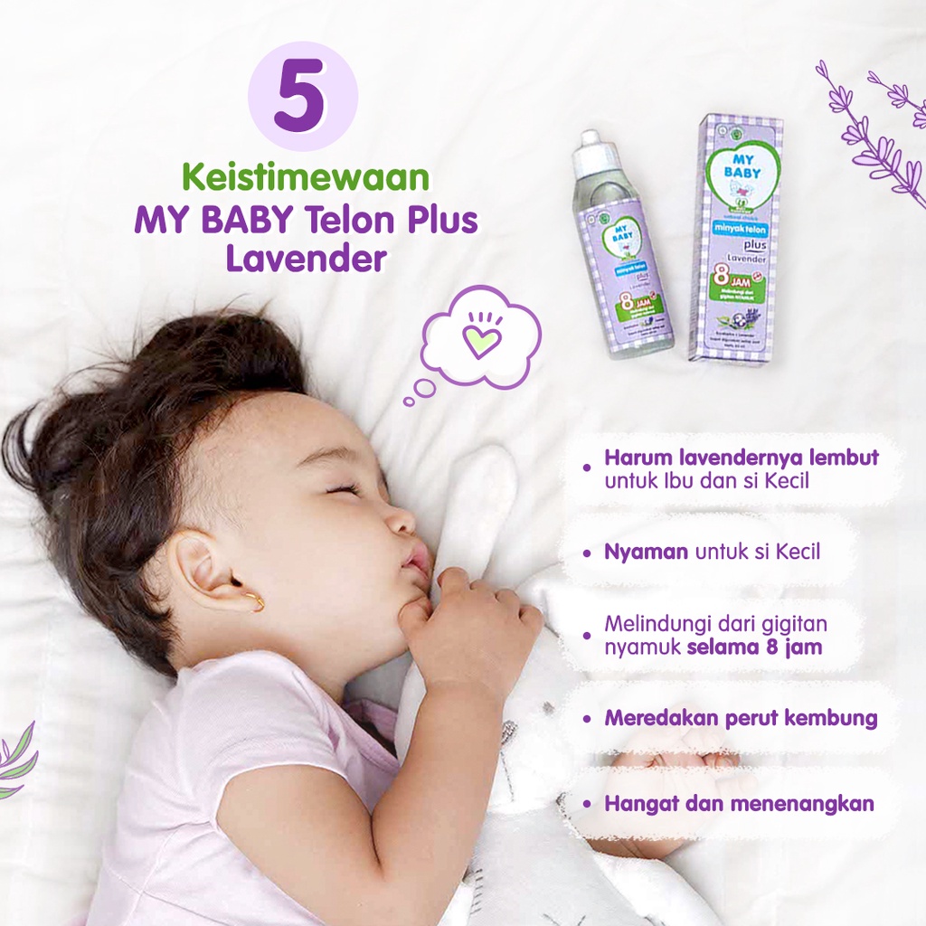 MY BABY Minyak Telon Plus Lavender [90 mL] - Minyak Bayi Anti Nyamuk 8 Jam - Exp: 11.2024