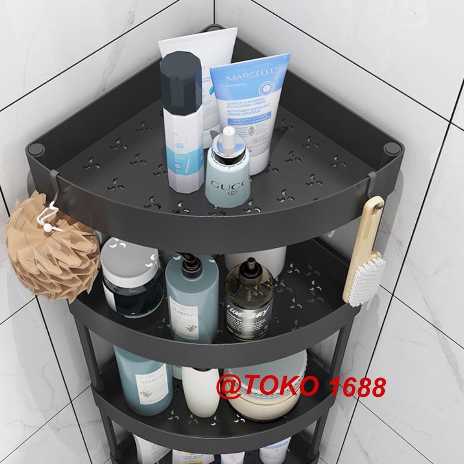 Model Terupdate Triangle rak dapur plastik rak troli rak susun serbaguna 4 layer dengan roda