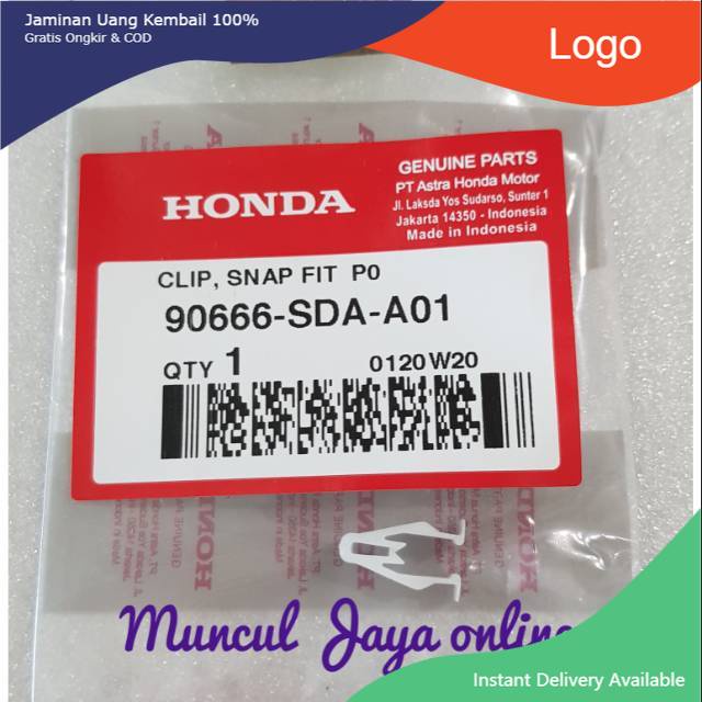 Clip Jepit Cover - Clip Snap Fit 90666-SDA-A01 klip Pengunci Cover