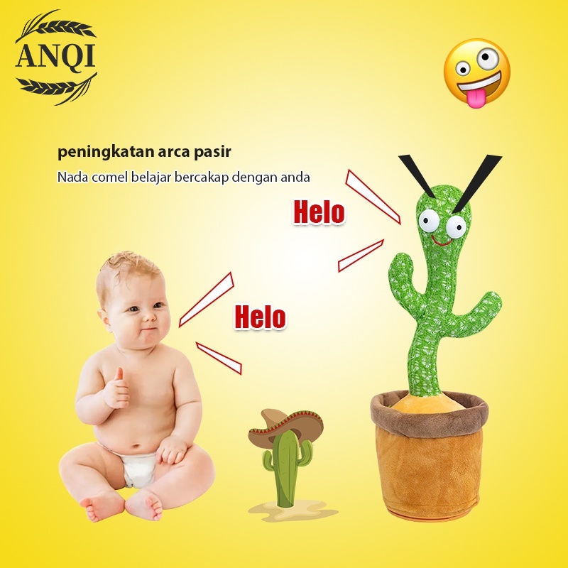 ANQI 1888 Cactus Toy Boneka Pintar Kaktus Dancing Cactus LED ORIGINAL TIKTOK