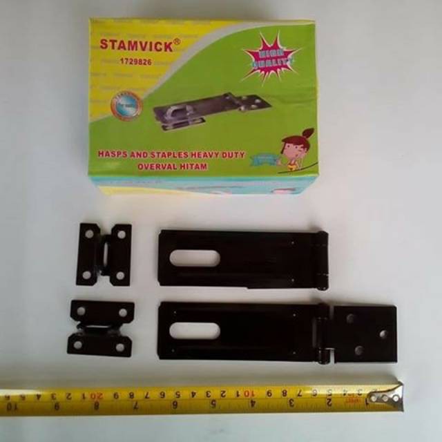 OVERPALL HITAM TEBAL STAPLES / HASPS / TEMPAT GEMBOK/ CANTELAN GEMBOK / GRENDEL OVERVAL