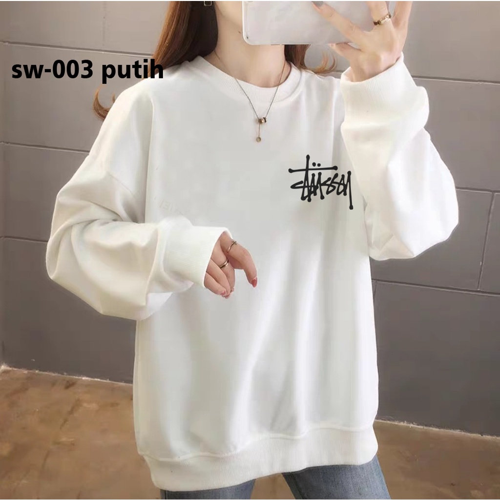 Sweater Oversize Fleece Tebal CREWNECK Wanita bisa COD SW9