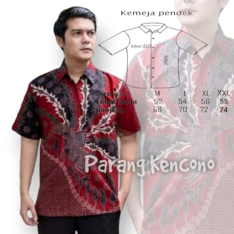 Risna Batik HRB026 Kenongo Hem Kemeja Batik Pria Lengan Pendek Katun Primis Premium Halus M L XL XXL